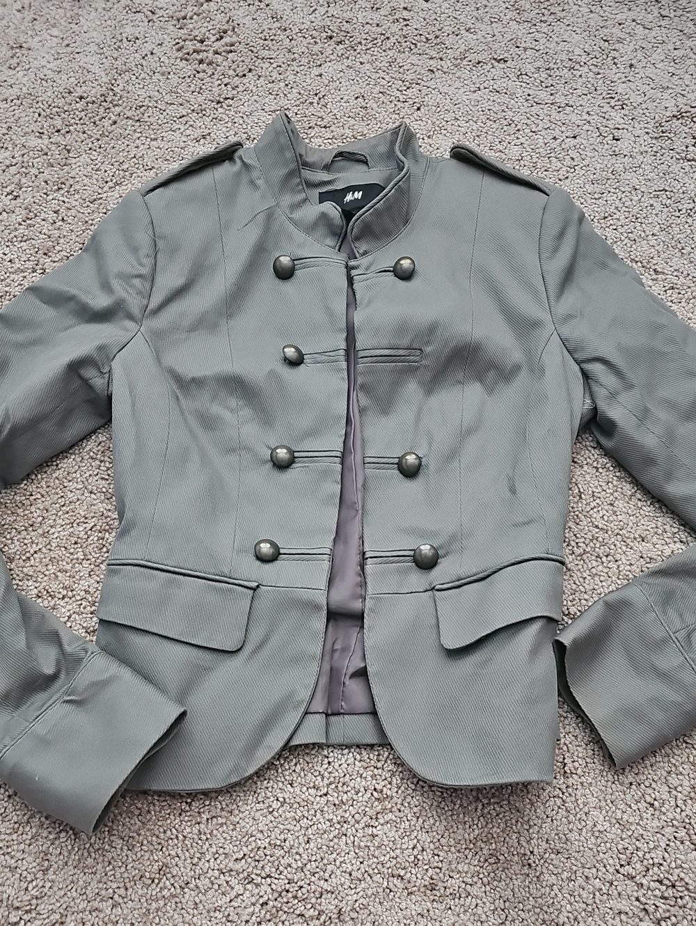 H&M Women's Olive Green Military-Style Blazer